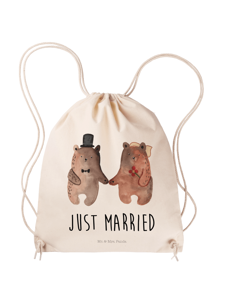 Materialtasche Bär Heirat mit Spruch in Creme