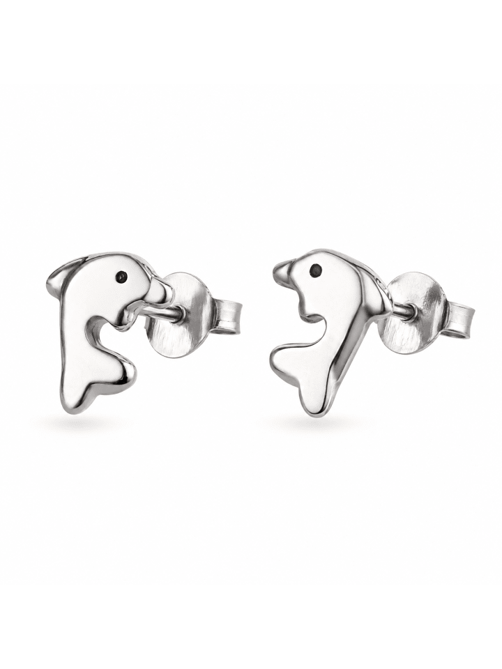 Silber Ohrringe 925 Delfin 0,7 cm x 0,8 cm