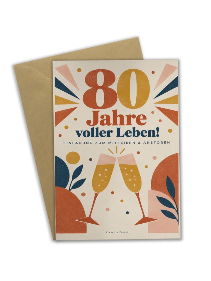 Geburtstagskarte Einladungskarte Retro Design m... in Weiß