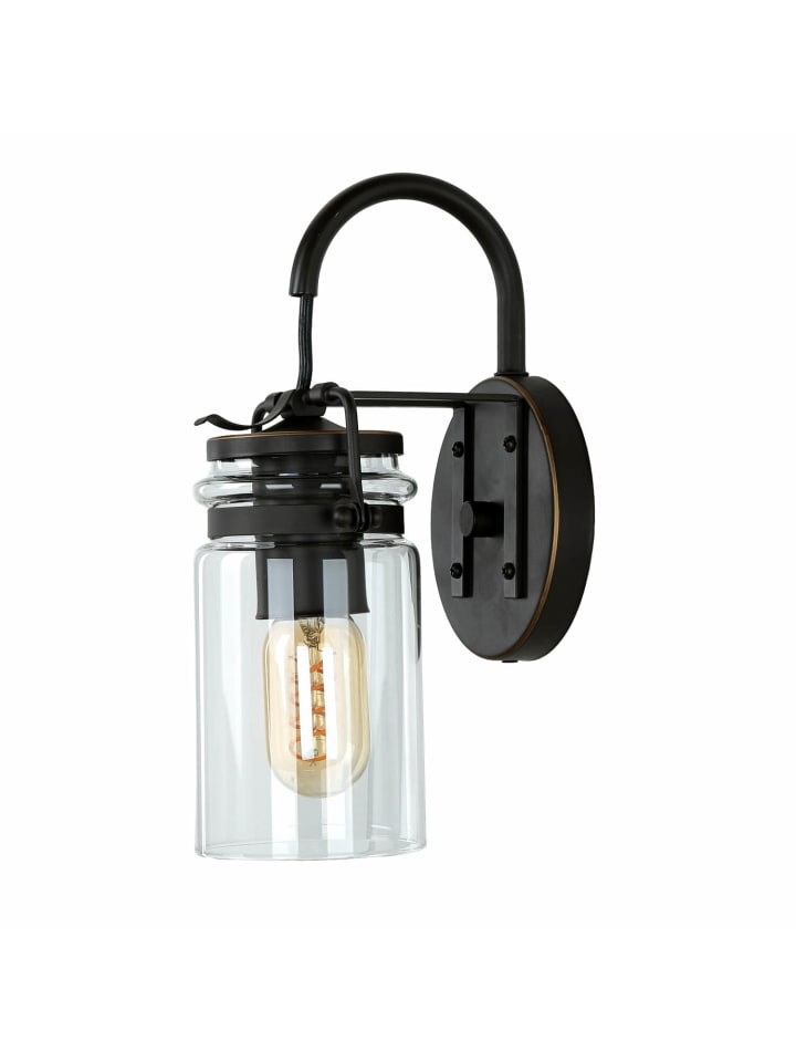 Wandlampe (B)12.7 x (H)29.2 cm in Bronze Antik Klar/Transparent
