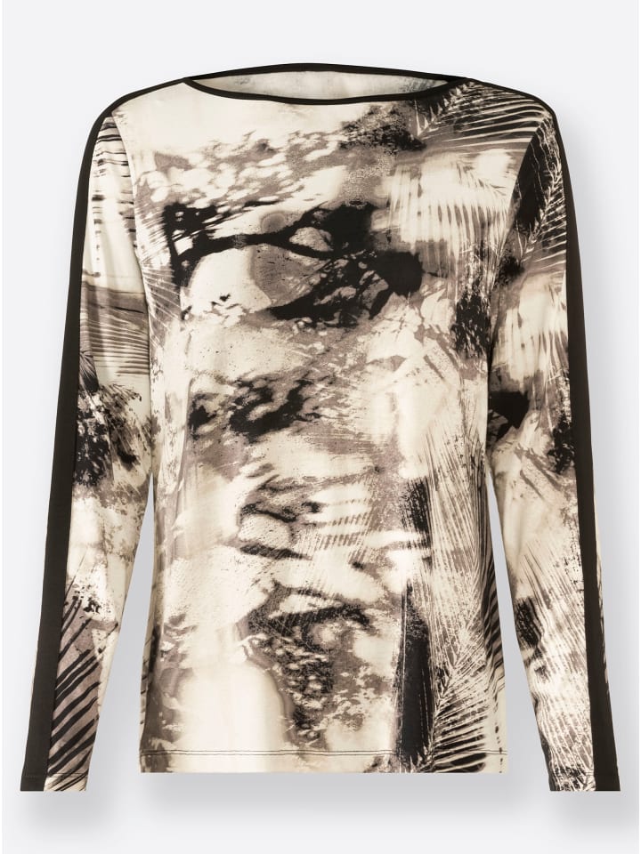 Shirt in sand-schwarz-bedruckt
