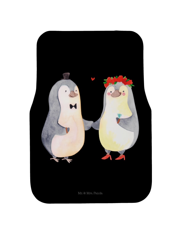 Autoteppich Pinguin Heirat ohne Spruch in Schwarz