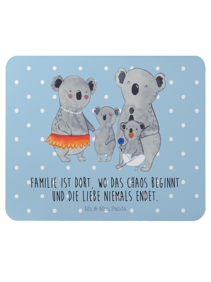 Maus Pad Koala Familie mit Spruch in Blau Pastell