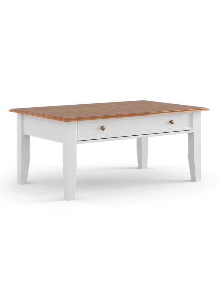 Couchtisch Belluno Elegante weiß lackiert / gebeizt Eiche 122 / 70 / 48cm