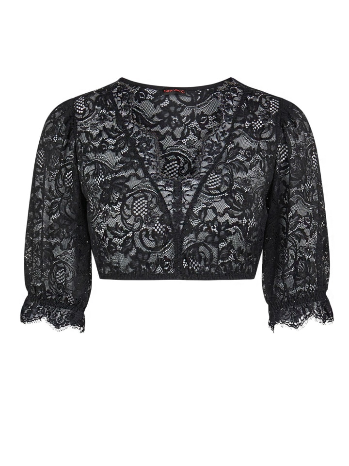 Dirndl-Bluse halbarm in schwarz