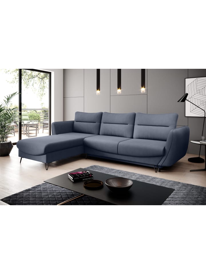Sonic Recamiere Links in Marineblau -  (L) 276 x (B) 276 x (H) 100 cm