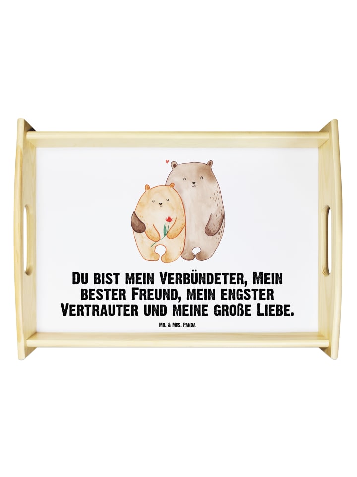 Servier Tablett Bären Liebe mit Spruch in Weiß