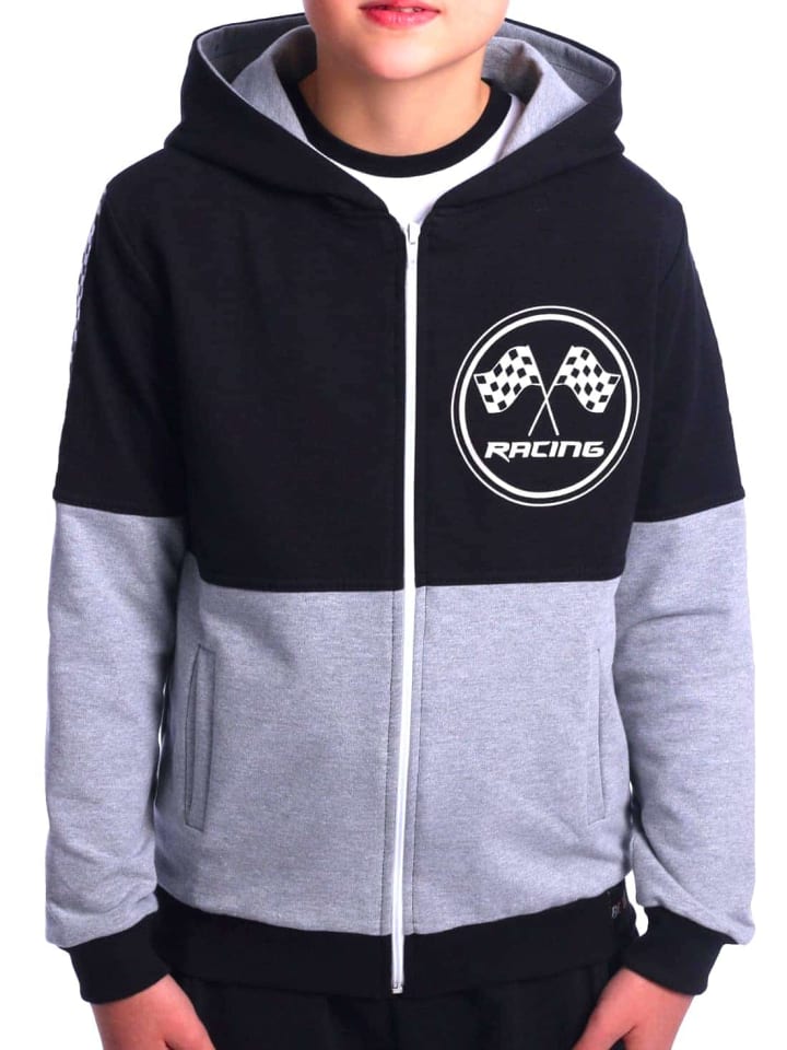 Sweatjacke in Grau - Schwarz