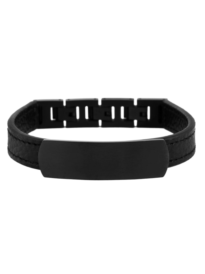 Herren Armband aus Leder 22,5 cm in schwarz