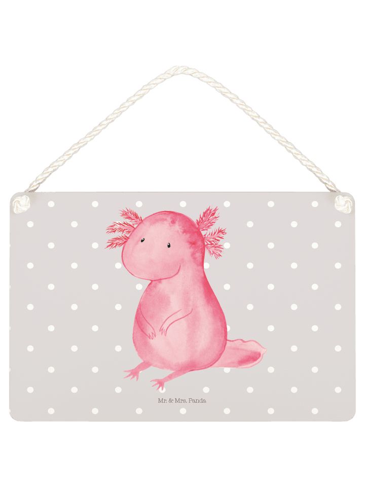 Wandtafel Axolotl Niedlich ohne Spruch in Grau Pastell