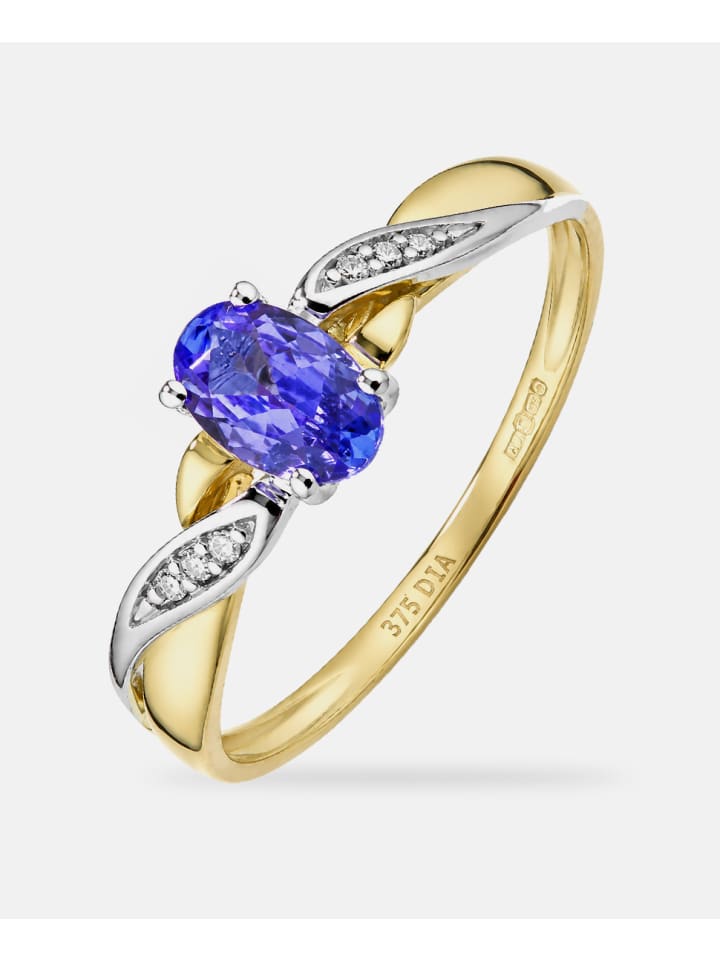 Ring, mit Tansanit, 375 Gelbgold