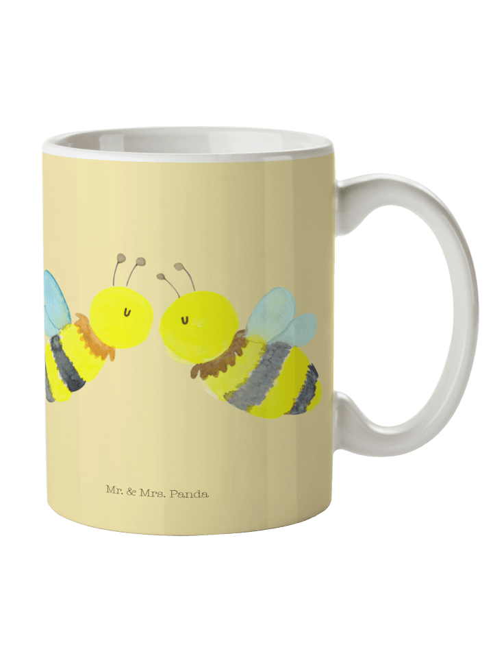 Kaffeebecher Biene Liebe ohne Spruch in Gelb Pastell