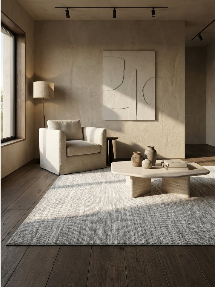 Teppich Kurzflor Waschbar Einfarbig AMMER Strapazierfähig OEKO-TEX in Creme