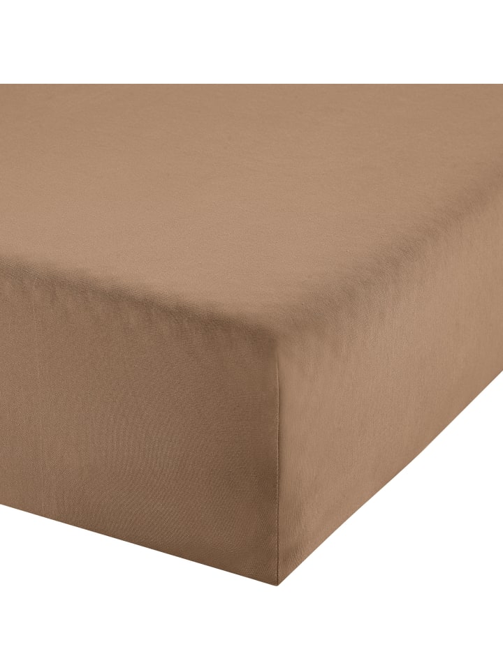 Single-Jersey Boxspring-Spannbettlaken Denver in hellbraun