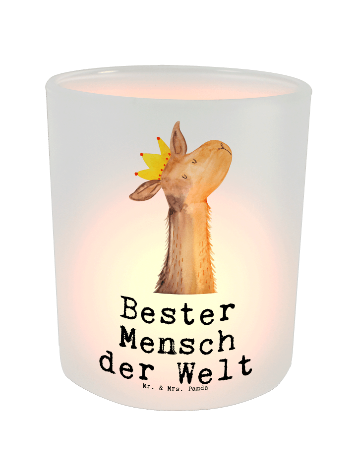 Teelichtständer Lama Bester Mensch der Welt mit... in Transparent