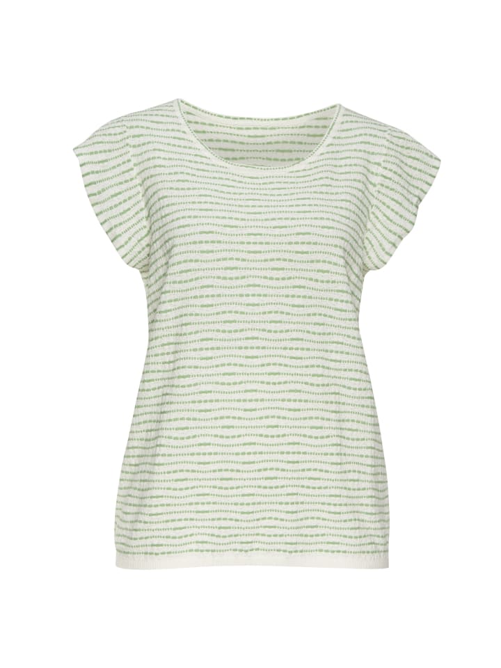 Kurzarmshirt in creme-grün