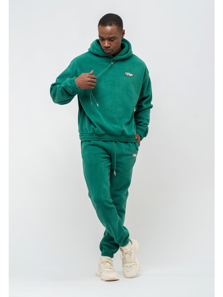 Trainingsanzug Tom Barron Tracksuit With Fleece Fabric Patch Logo in grün