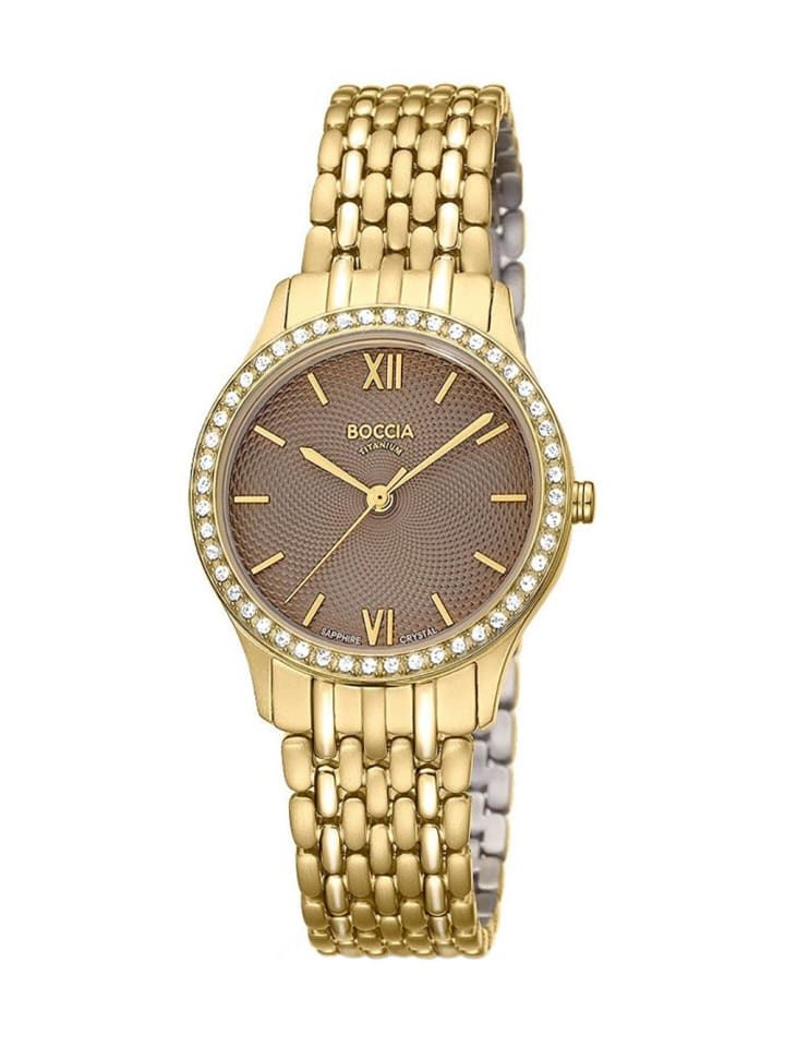 Damen-Titanuhr mit Saphirglas Goldfarben/Braun