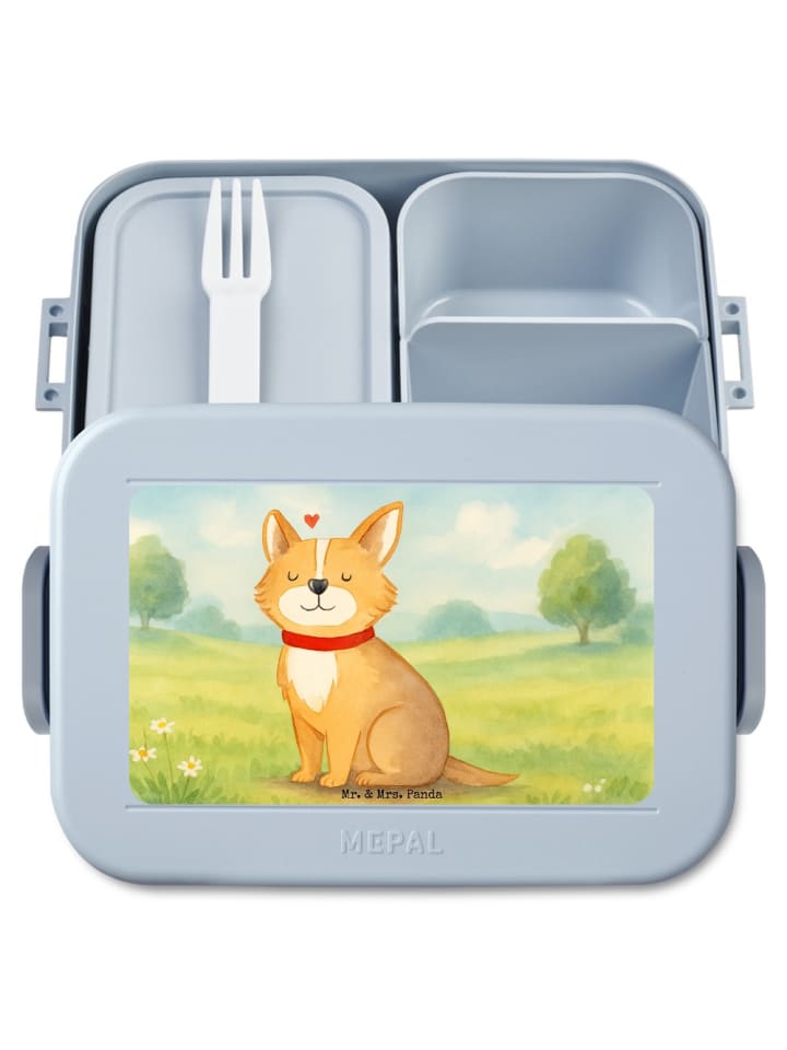 Snack Box Hund Glück Design ohne Spruch in Blau Pastell