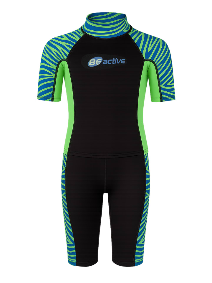 Neoprenanzug Neopren-Shorty BEactive Neopren Twins "Zebra Vibes" in grün-blau