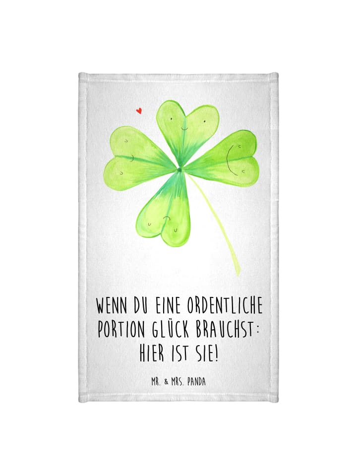 Handtuch Blume Kleeblatt mit Spruch in Weiß