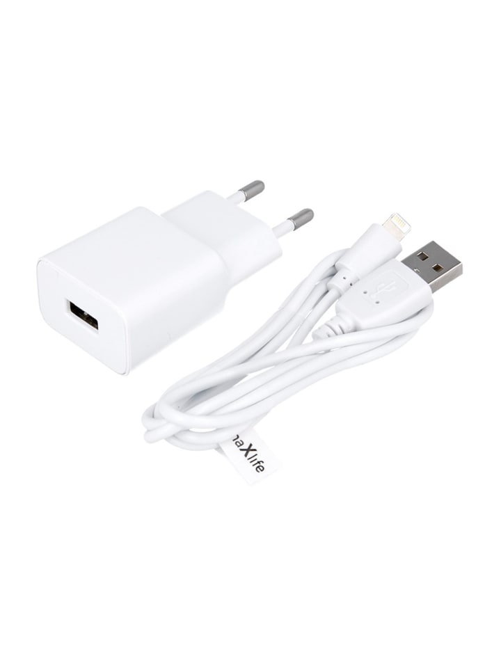 Maxlife MXTC-01 Ladegerät 1x USB 2,1A weiß + Lightning-Kabel