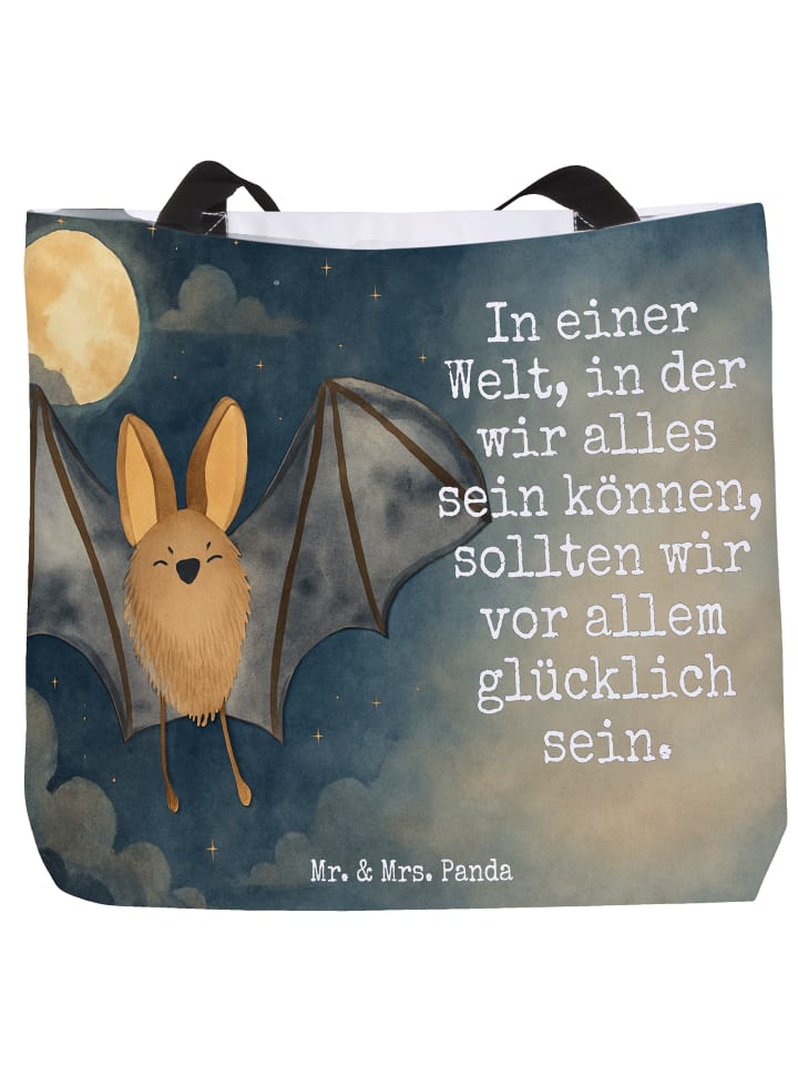 Shopper Fledermaus Flügel Design mit Spruch in Weiß