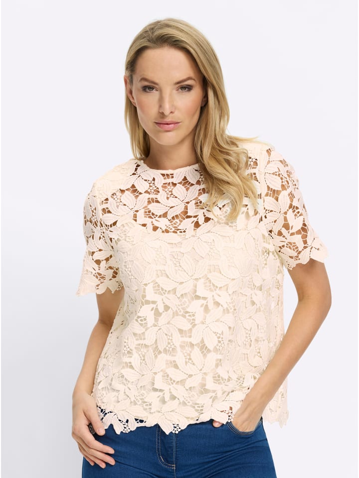 Spitzen-Bluse in champagner
