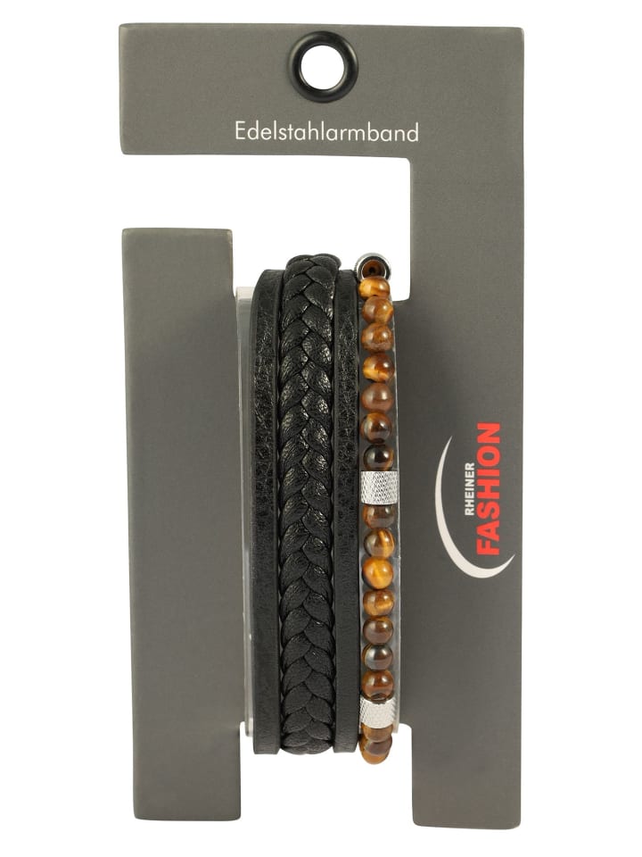 Herren Armband – Lederarmband aus Leder 23 cm in schwarz