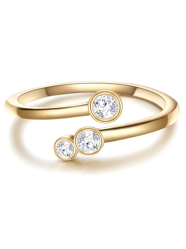 Ring aus Sterling Silber mit Zirkonia in gelbgold