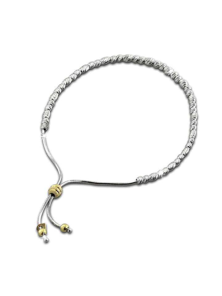 925 Silber vergoldet 333 Damen SilberDream Armband diamantierte Kugeln ca. 22cm