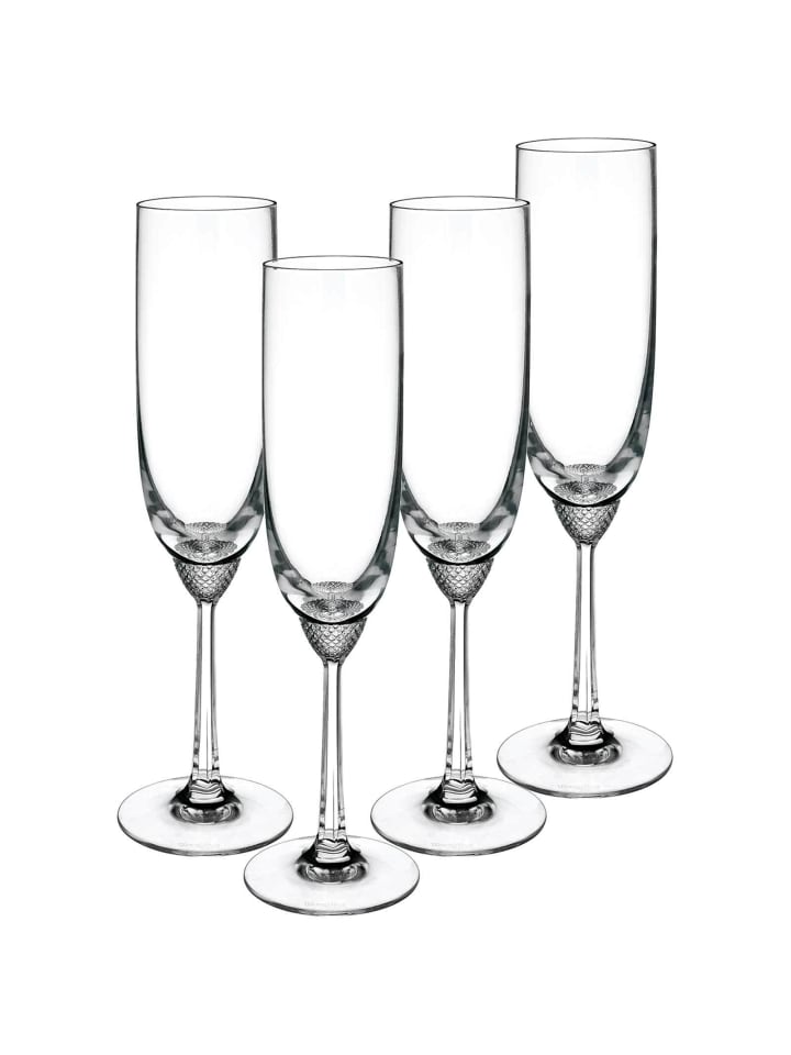 4er Set Champagnergläser Octavie in Transparent 160 ml