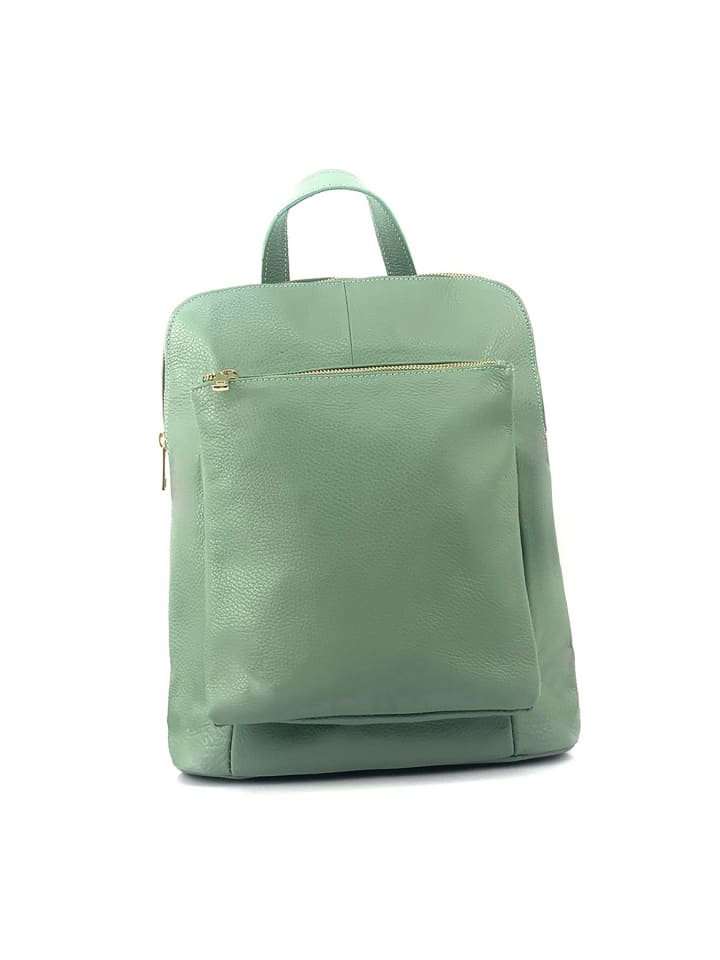 Leder Cityrucksack Florence Rucksack hellgrün ca. 30cm