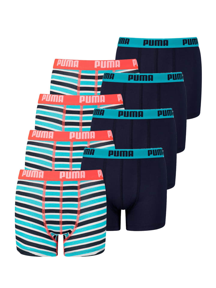 Boxershorts JUNGEN BASIC BOXER Printed Stripes 8er Pack in Fluo Red / Blue