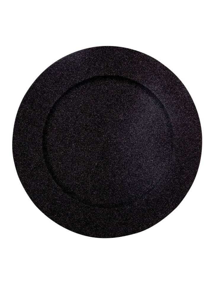 Dekoteller mit Glitter in Schwarz, Ø 33 cm