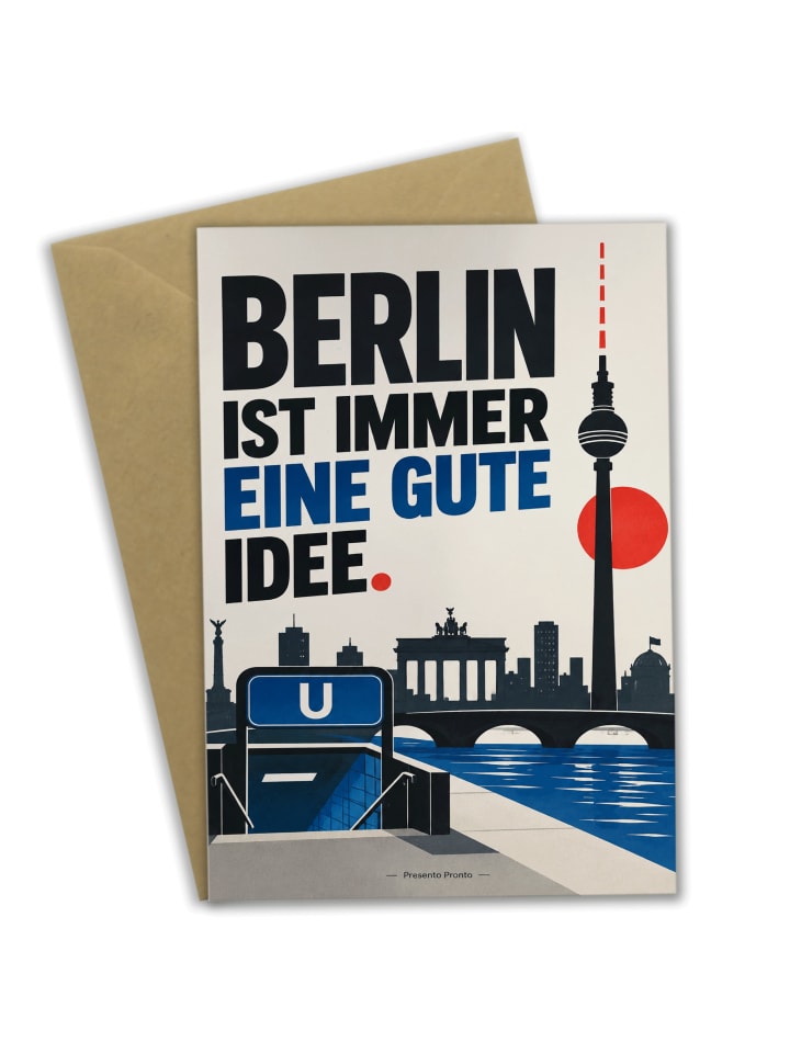 Grußkarte Berlin modern Design mit Spruch in Weiß