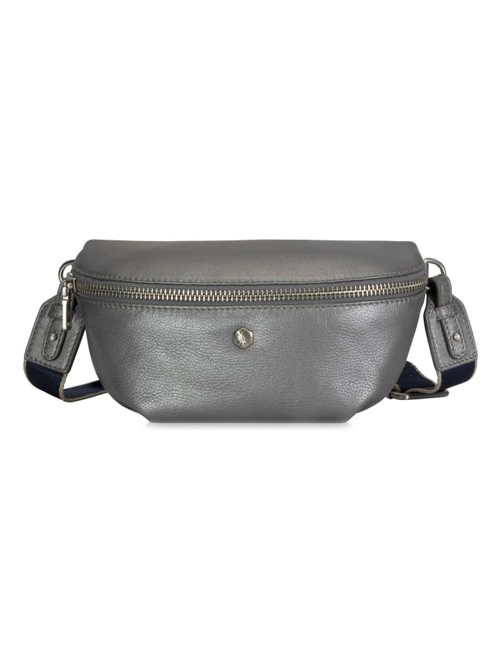 Gürteltasche Leder 20 cm silver