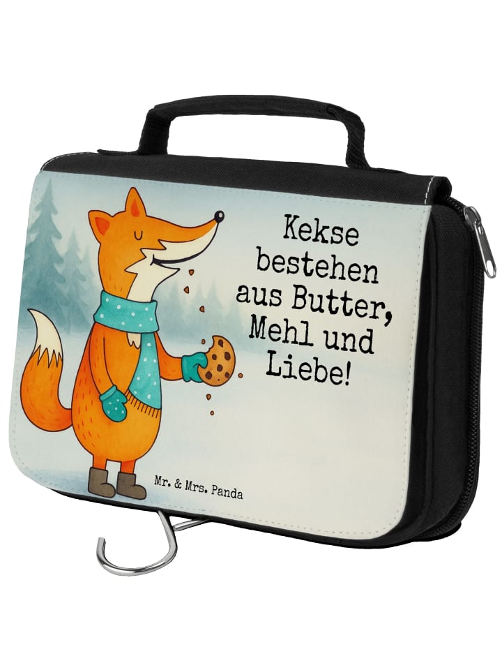 Kulturbeutel Fuchs Keks Design mit Spruch in Weiß