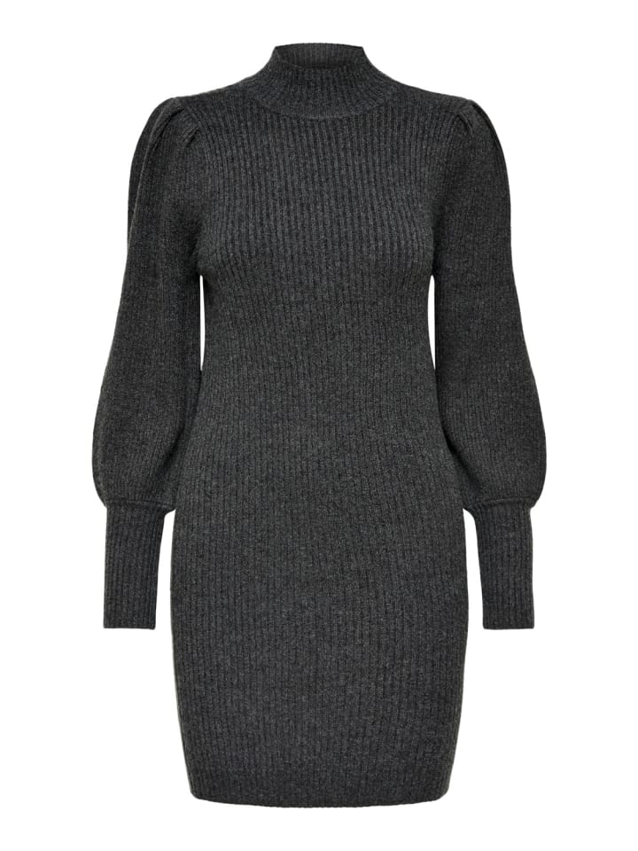 Langarm Mini Strickkleid Rundhals Pullover Shirt ONLKATIA in Grau