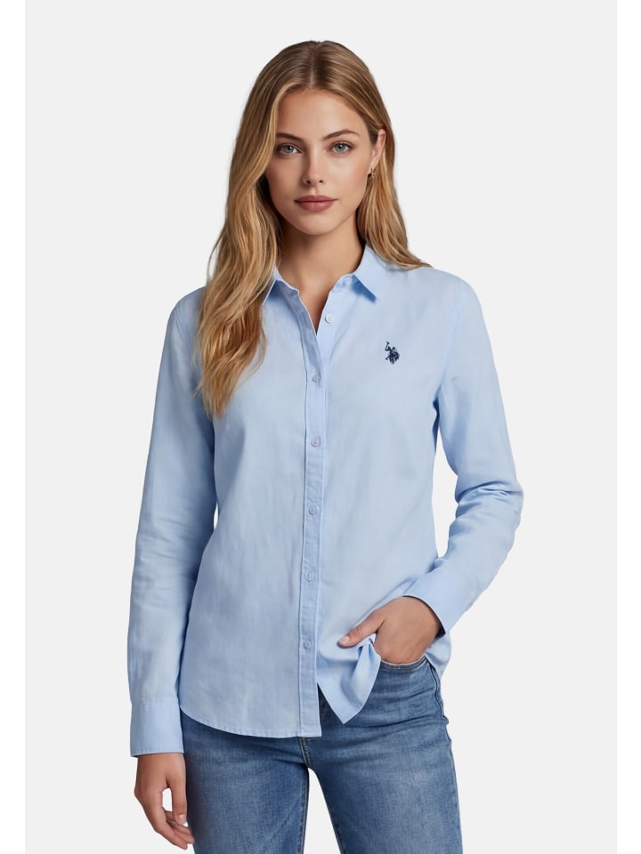 U.S. POLO ASSN. Damen Leinenshirt P045 in Hellblau
