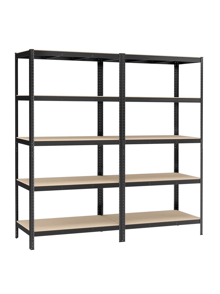 2er-Set: Schwerlastregal in Schwarz - (B)120 x (H)200 x (T)60 cm