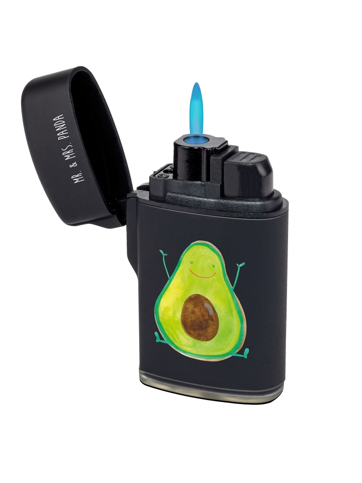 Feuerzeug Avocado Glücklich ohne Spruch in Schwarz