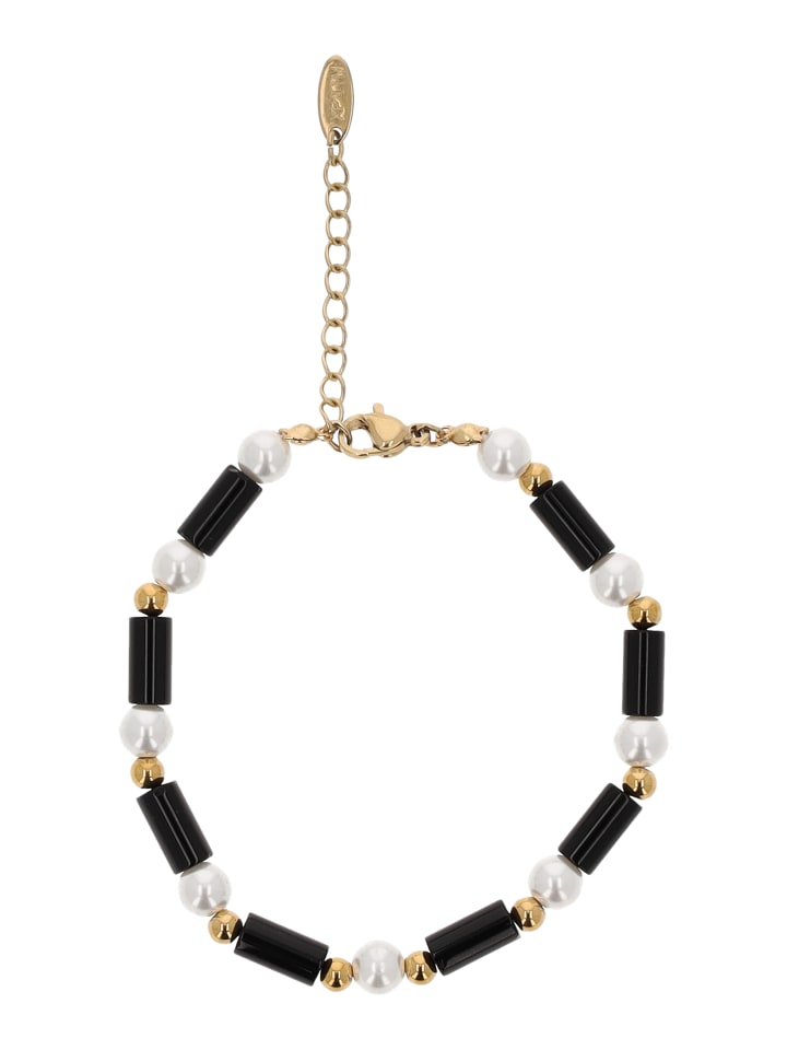 Women Beaded Bracelet in Gold Black
