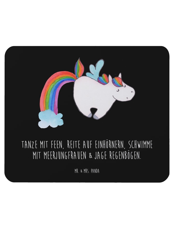 Mousepad Einhorn Fliegendes Pferd mit Spruch in Schwarz