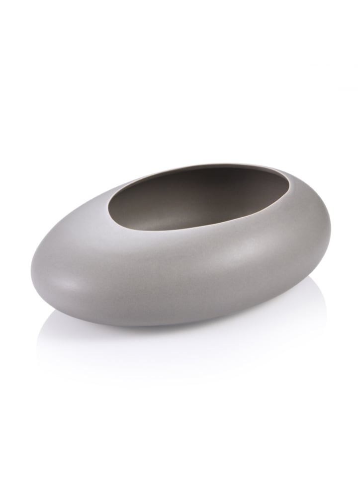 Ovaler niedriger Blumentopf FANFY HOME Stones in grau