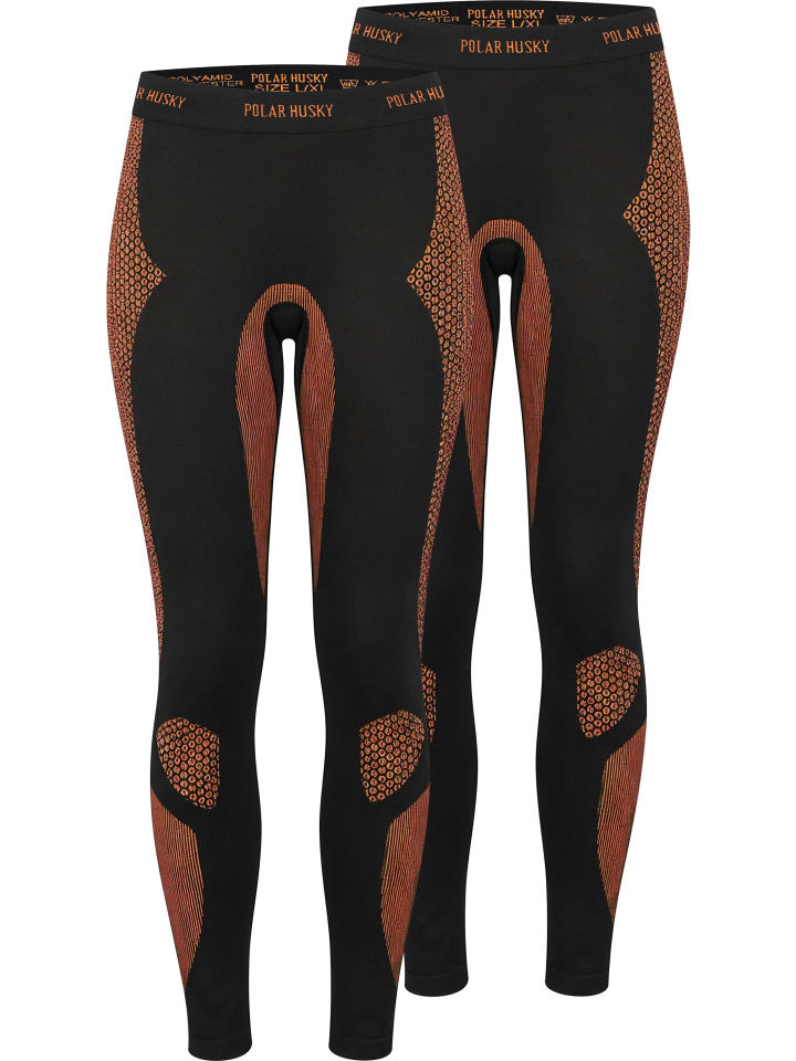 2 x Thermounterhose Lange Skiunterwäsche für Damen in Orange