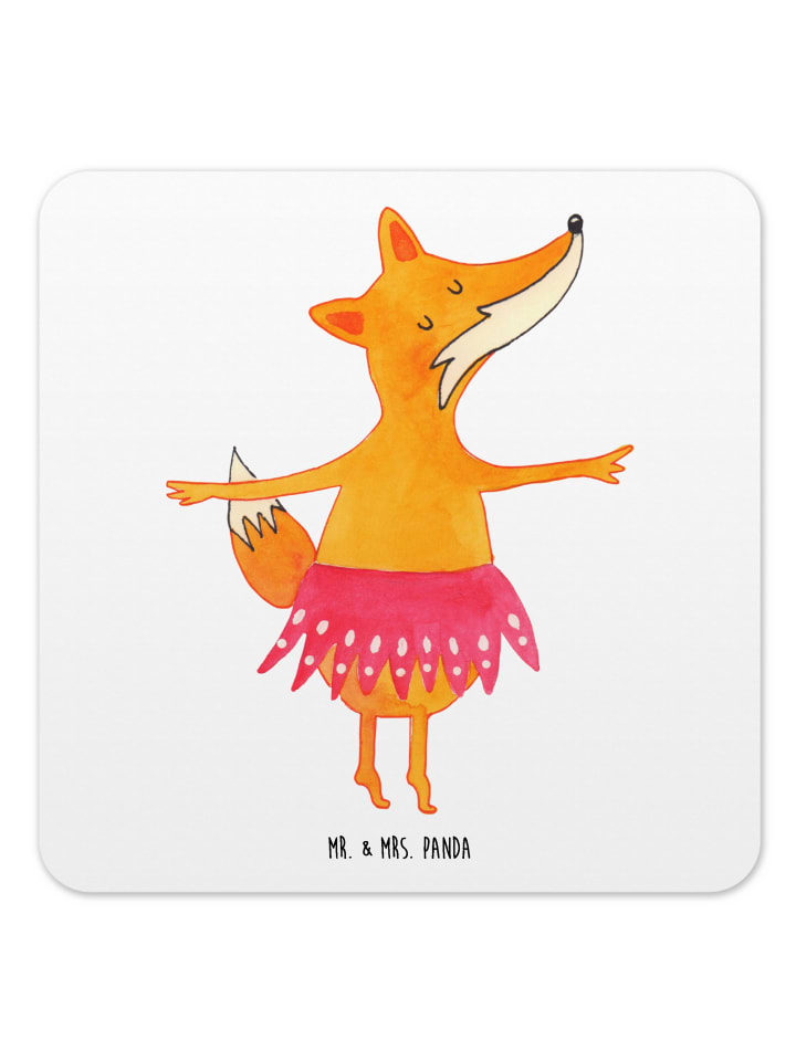 Untersetzer Fuchs Ballerina ohne Spruch in Weiß