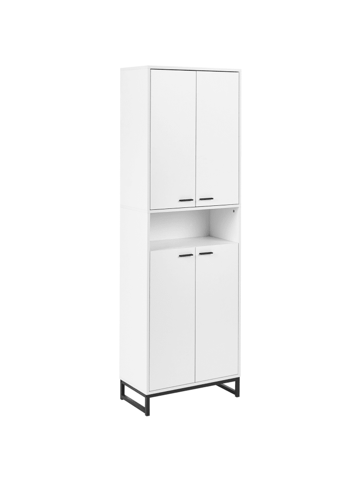 Schuhschrank MATANE in Weiß/Schwarz - (W) 60 x (H) 186 x (L) 33 cm