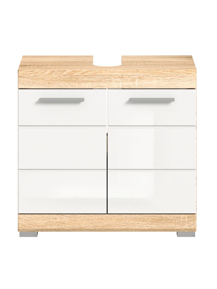 Waschbeckenunterschrank in Sonoma Eiche/weiß HG - (B) 60 x (H) 56 x (T) 34
