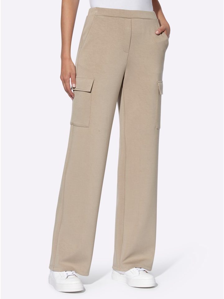 Jersey-Hose in sesam